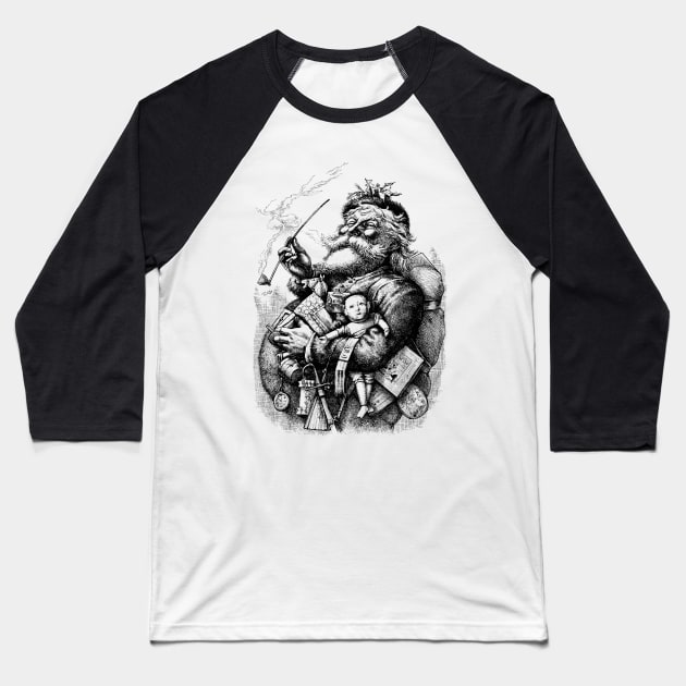 Victorian Christmas Santa Claus Baseball T-Shirt by MasterpieceCafe